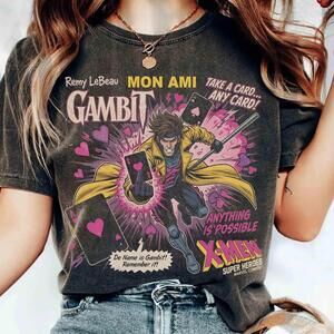 Retro Marvel X Men Gambit Disney Superhero Graphic T Shirt